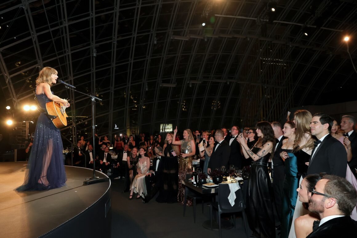 Taylor Swift Fires Up Academy Gala With Four Songs in Her First Band Performance Since the Eras Tour